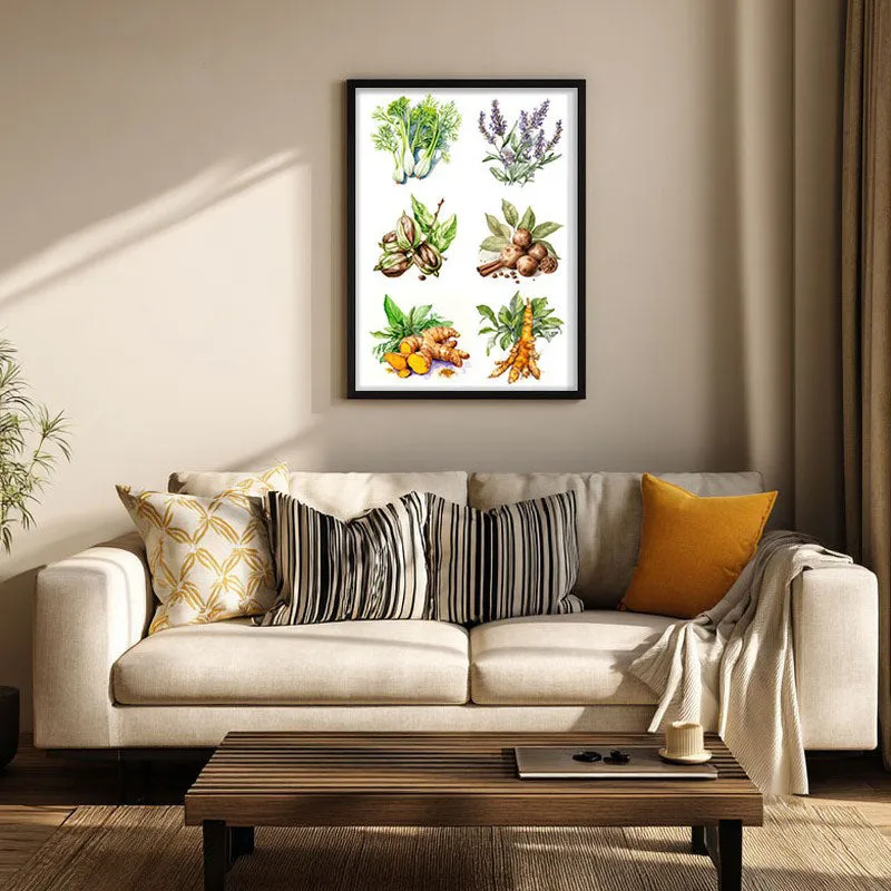 Garden Of Herbs Framed Canvas Wall Painting media 1