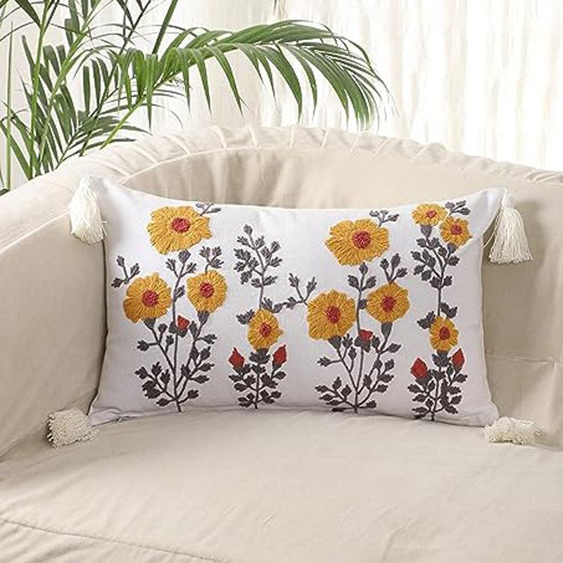 French Cottage Charm Embroidered Rectangle Cushion Cover media 2