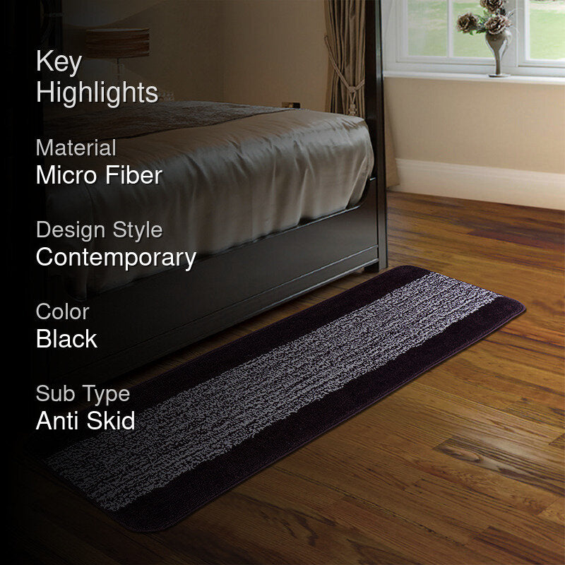 Marvis Anti Skid Micro Fiber Runner Rug - Black media 2