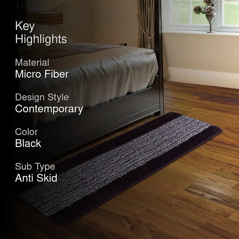 Marvis Anti Skid Micro Fiber Runner Rug - Black media 2
