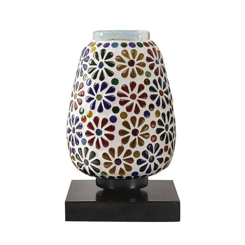Mignora Mosaic Glass Table Lamp With Wooden Base - Multicolor media 5