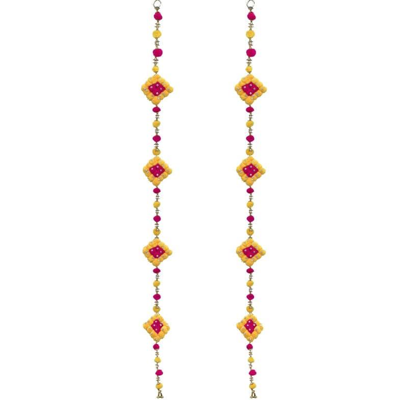 Pompom Toran (Pink & Yellow) - Set Of Two media 4