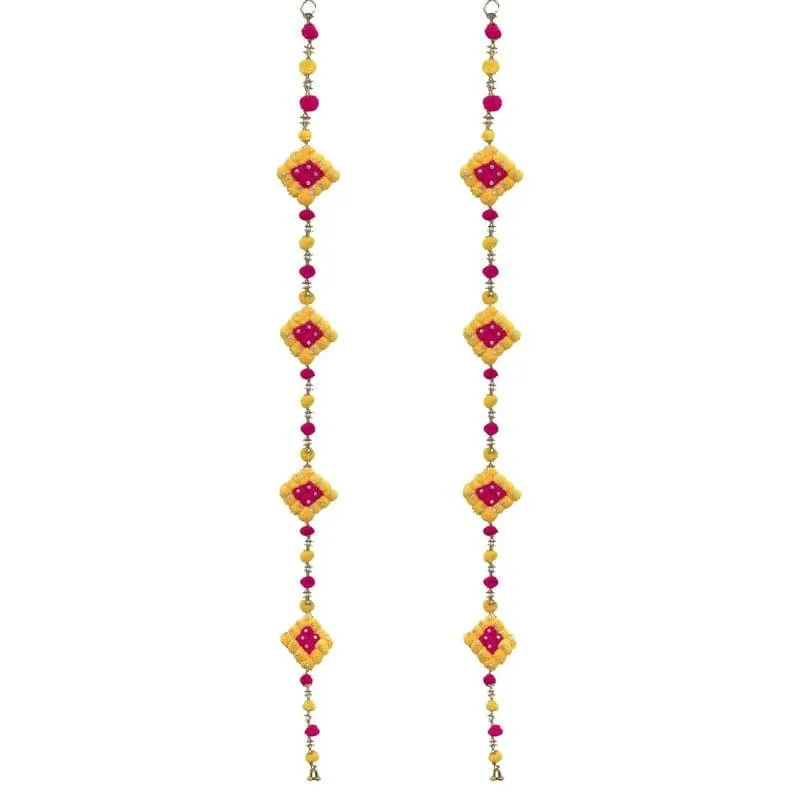 Pompom Toran (Pink & Yellow) - Set Of Two media 4