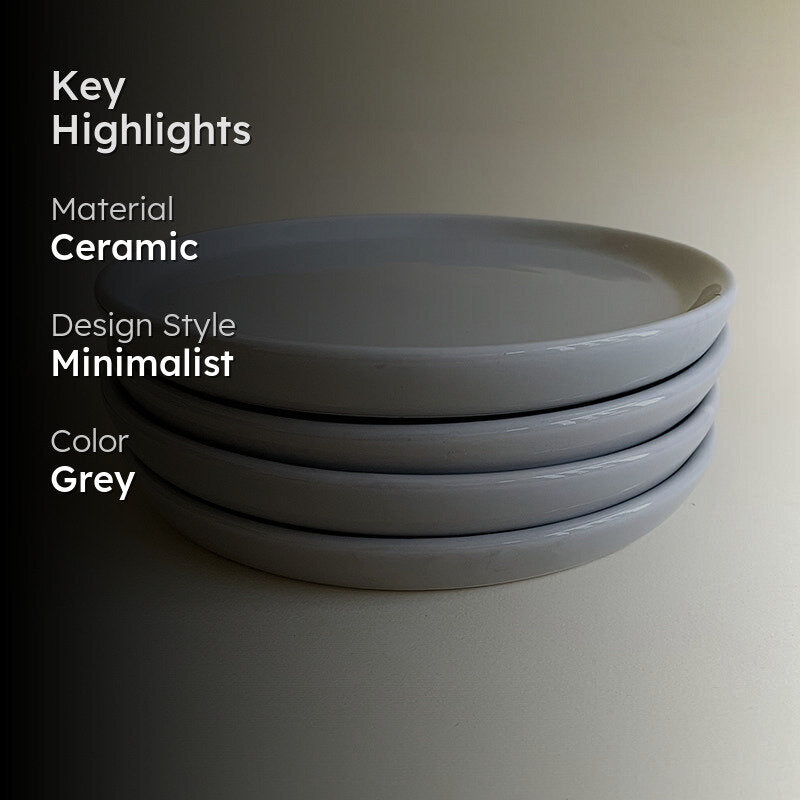 Aurale Ceramic Quarter Plate (Grey) - Set Of Four media 2