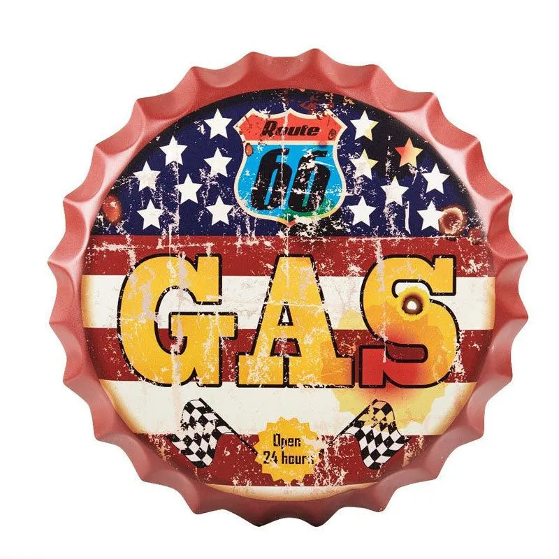 Route Us 66 Gas Bottle Cap Metal Wall Accent media 3