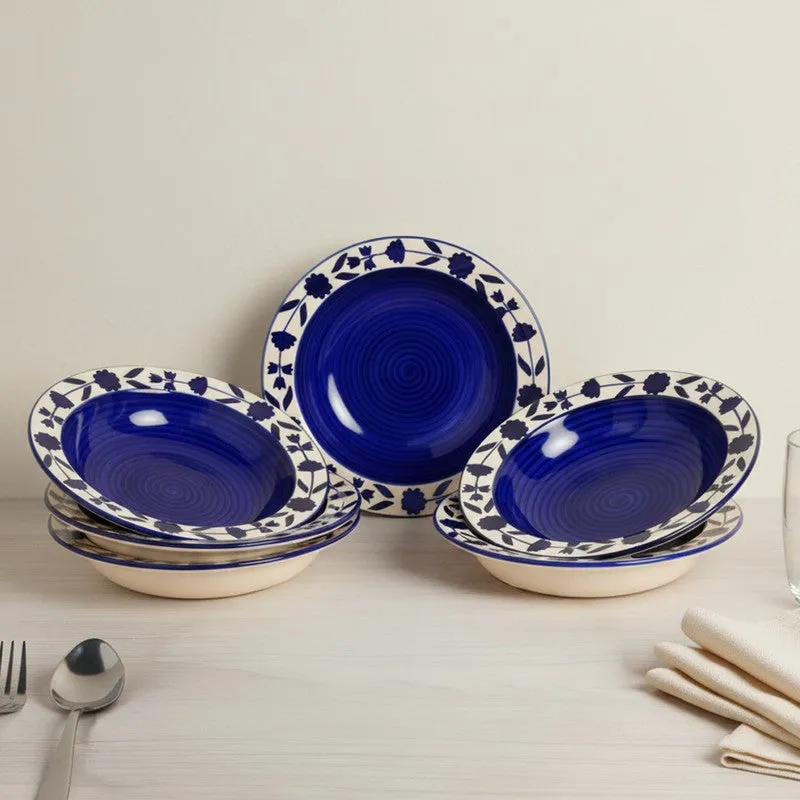 Regal Handcrafted Ceramic Pasta Plate (Blue) - Set Of Six media 1