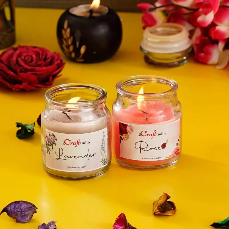 Lavender & Rose Scented Jar Candle - Set Of Two media 3