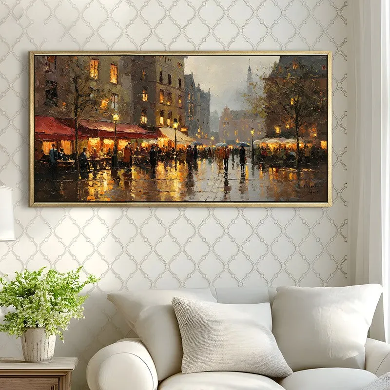 Golden Drizzle Canvas Wall Painting With Frame media 4