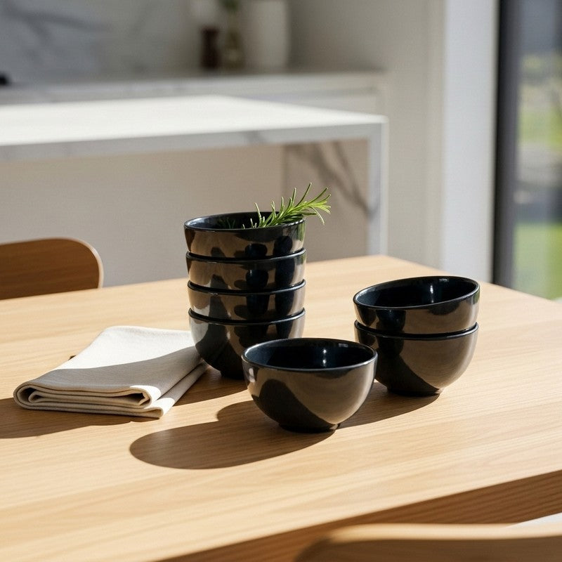 Sapphire Melamine Snack Bowls (140 mL Each) - Set of Six - 140 mL