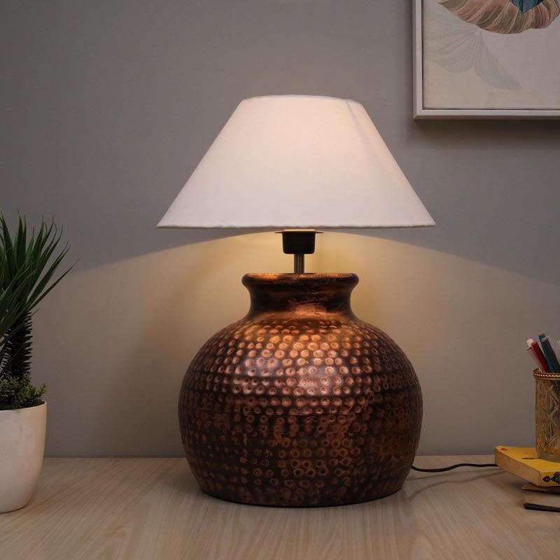 Ditsa Fabric Table Lamp - White,Bronze