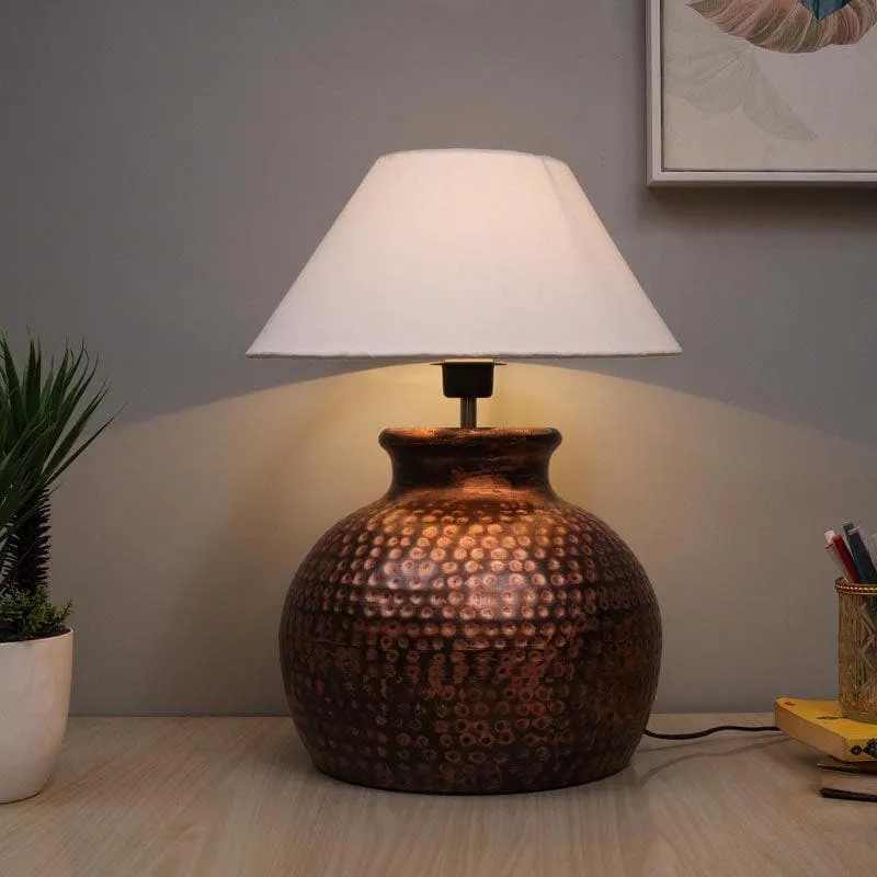Ditsa Fabric Table Lamp - White,Bronze media 1