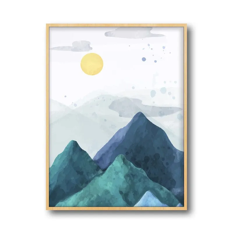 Azure Peaks Archival Paper Wall Art - Natural Brown Frame media 5