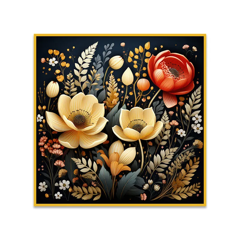 Blooms Of Erebos Canvas Wall Painting With Frame - Gold media 5