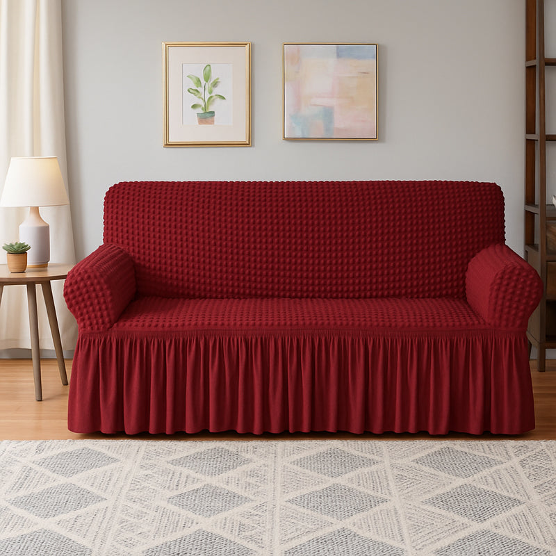 Bubble Frill Sofa Cover - Maron media 3