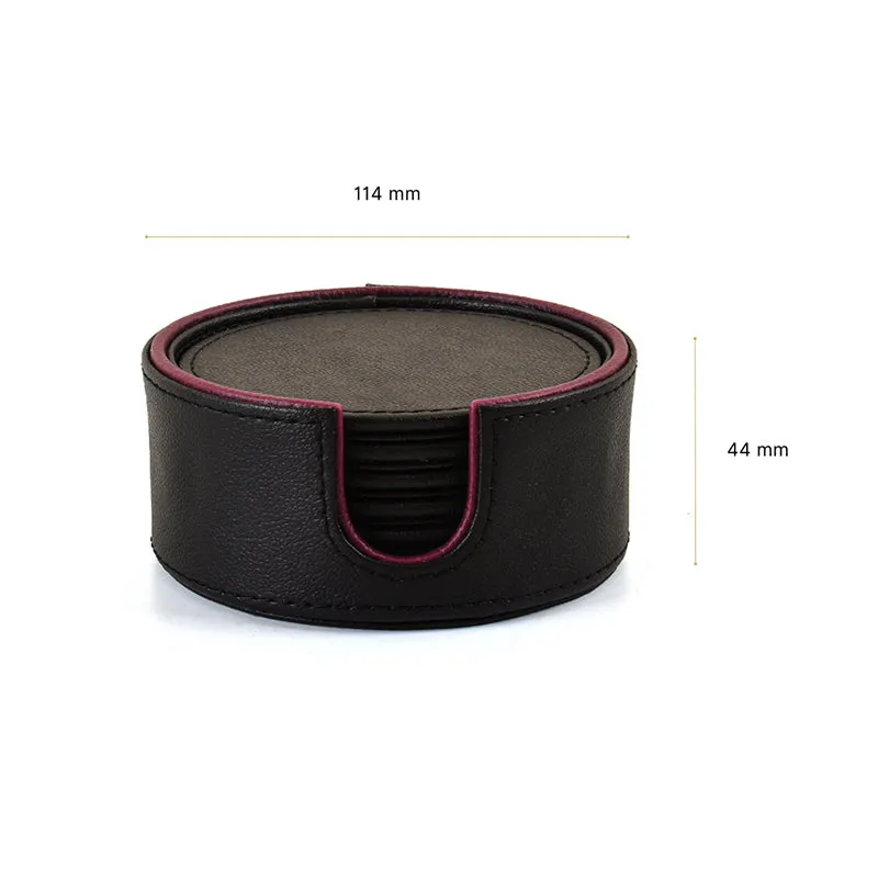 Tisca Faux Leather Coaster (Black) - Seven Piece Set media 8