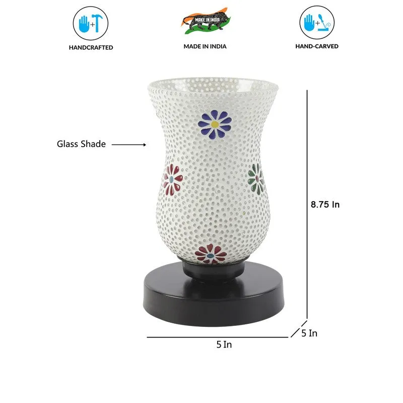 Glorifire Mosaic Glass Table Lamp With Wooden Base - Multicolor media 8