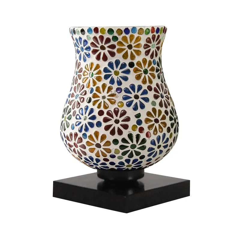 Glowcraft Mosaic Glass Table Lamp With Wooden Base - Multicolor media 6
