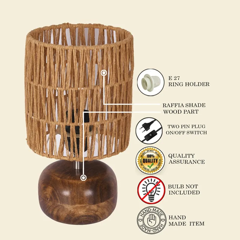 Radiara Wooden Table Lamp - Brown,Beige media 5