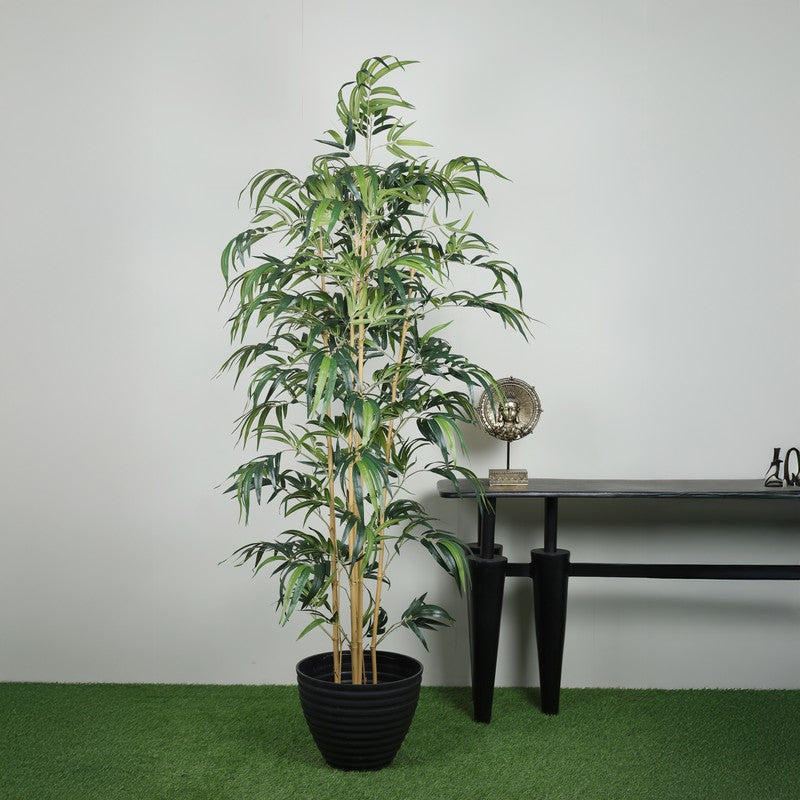 Artificial Bamboo Plant With Black Fiber Pot - 7 Feet media 4