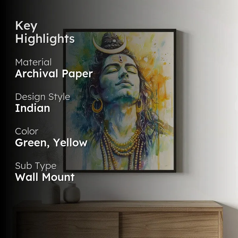 Shri Dakshinamurthi Spiritual Archival Paper Wall Painting With Frame - Black media 2