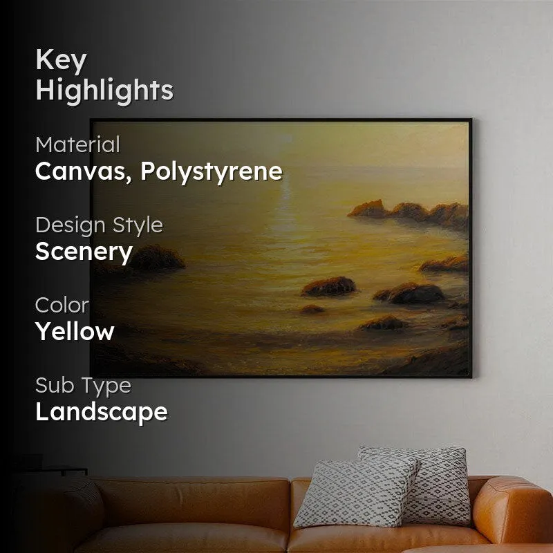 Golden Sunrise Canvas Wall Painting - Black Frame media 2