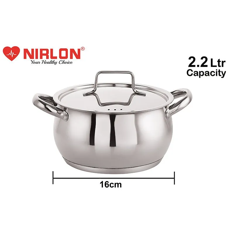 Nirlon Stainless Steel Handi With Lid (2200 mL) - 6 Inches media 9