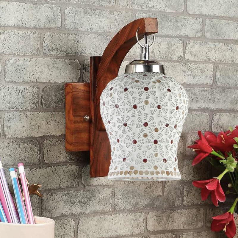 Dinara Forma Mosaic Glass & Wooden Wall Lamp media 3