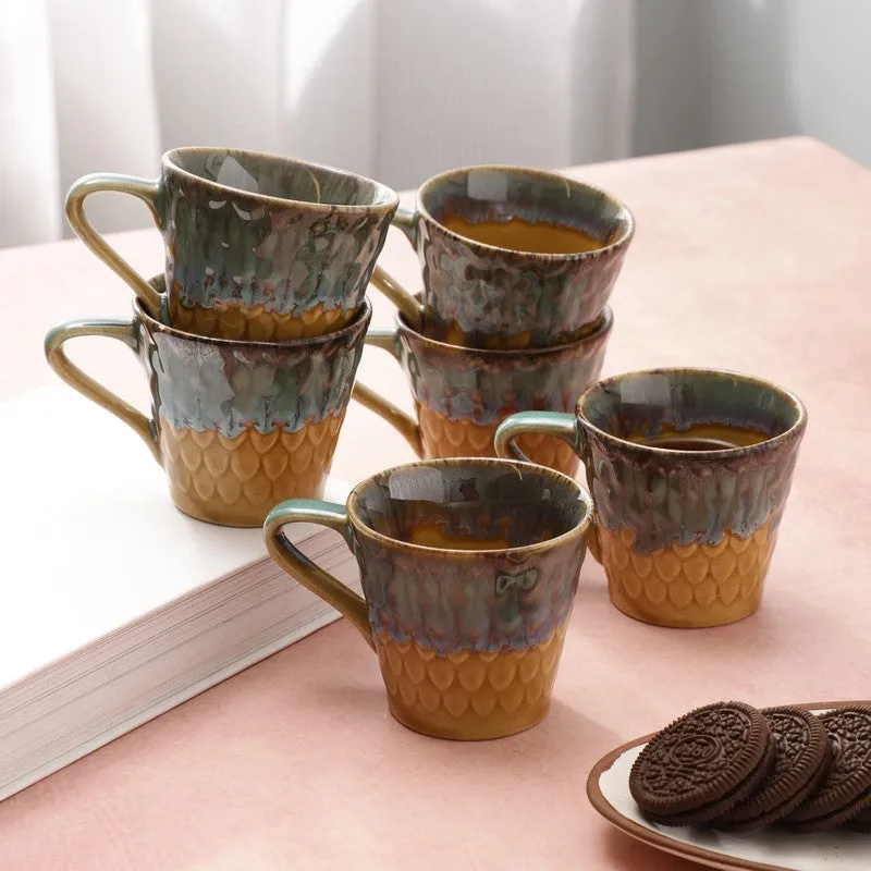 Rustic Stoneware Tea Cup (120 mL Each) - Set Of Six media 1
