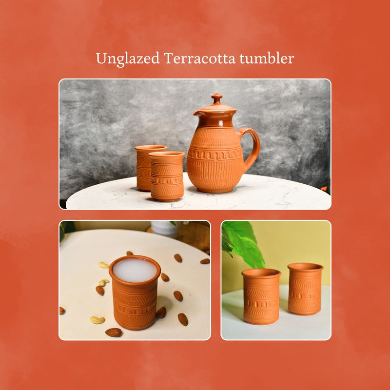 Linear Terracotta Jug with Glasses - Three Piece Set media 8