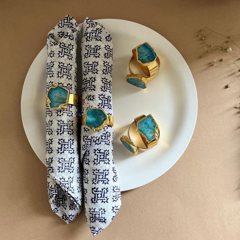 Suzzaine Handcrafted Agate Napkin Rings (Turquoise) - Set Of Six media 4
