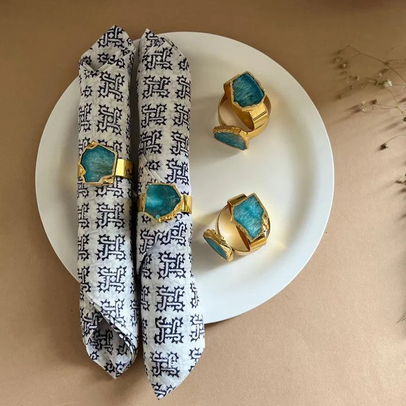 Suzzaine Handcrafted Agate Napkin Rings (Turquoise) - Set Of Six media 4