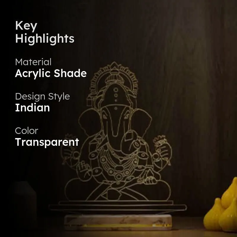 Dagdusheth Halwai Ganpati Acrylic Table Lamp - Transparent media 2