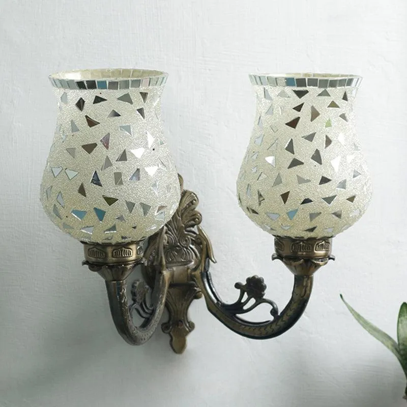 Asta Retro Mosaic Glass & Metal Wall Lamp media 3