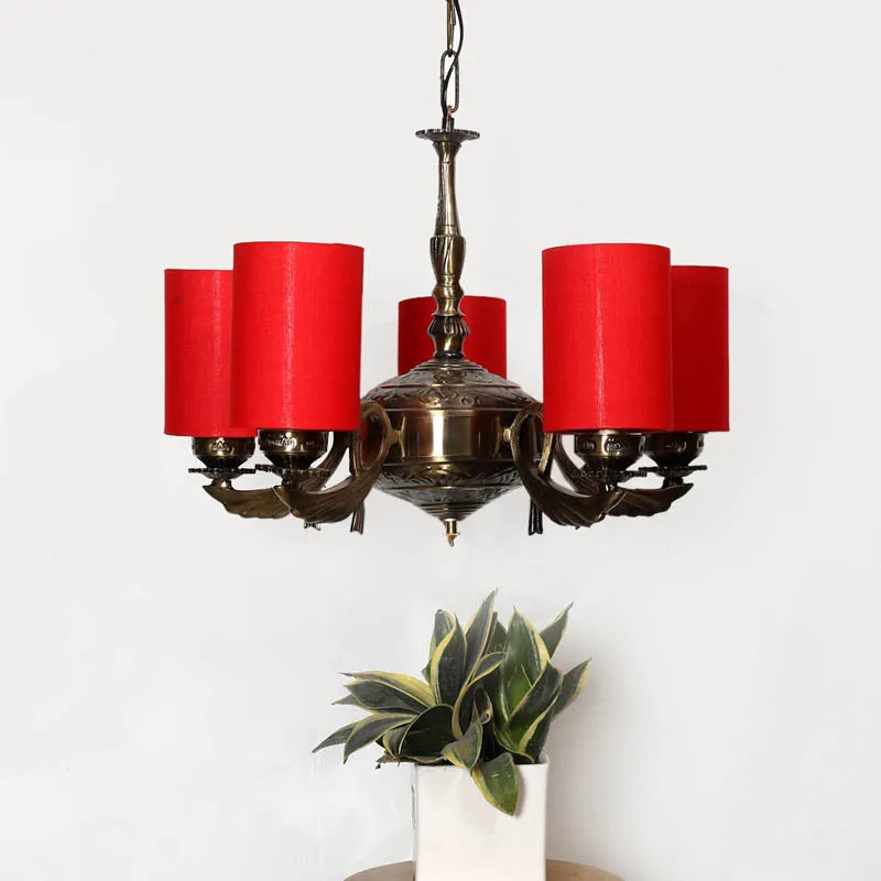 Ardia Cylindrical Golden Antique Ceiling Lamp media 2