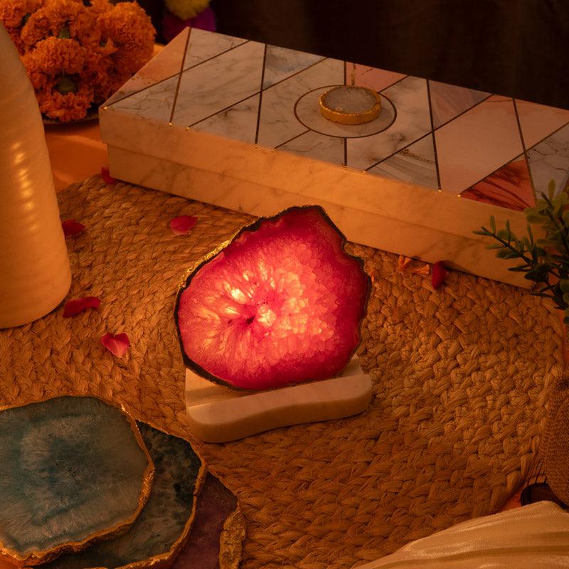 Cosette Agate Tealight Candle Holder Gift Box - Pink