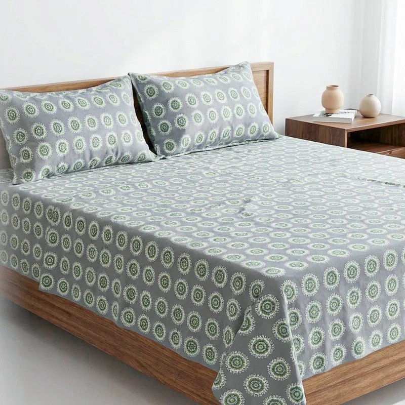Bijo Ethnic Cotton Bedsheet (Grey) - 144 TC media 3