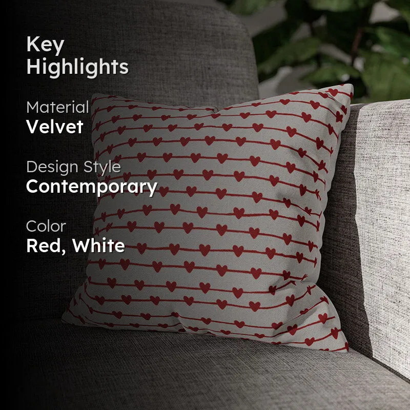 Heartstring Printed Velvet Cushion Cover media 2