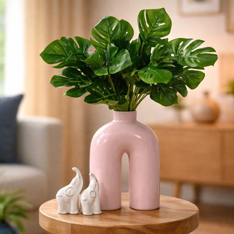 Monstera Luxe Plastic Artificial Plant - Set Of Two media 3
