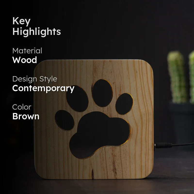 Pawsome LED Wooden Table Lamp - Brown media 2