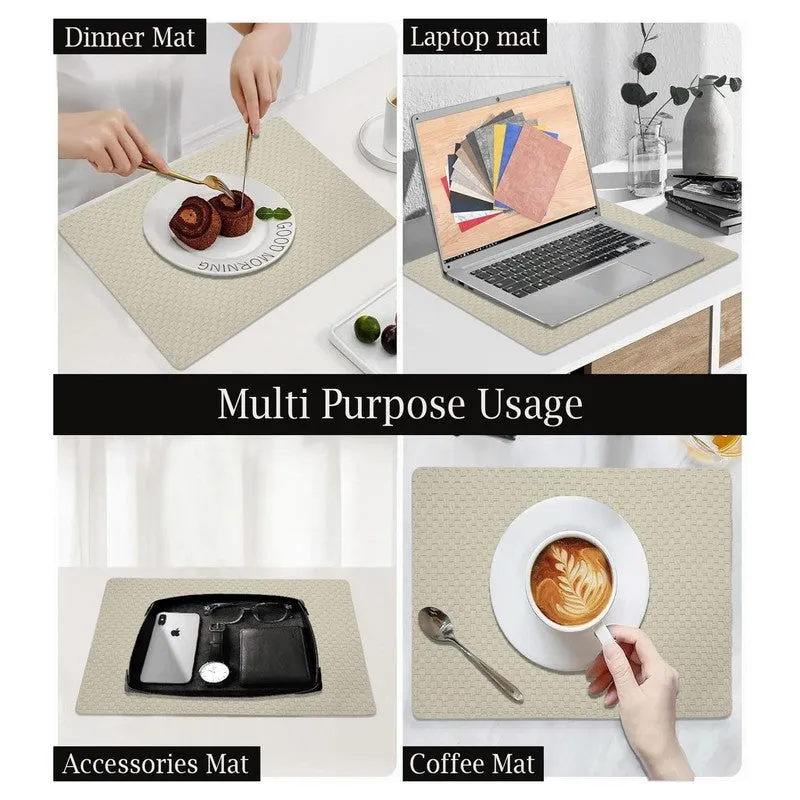 Aureon Grey Rectangle PVC Table Mats - Set Of Two media 5