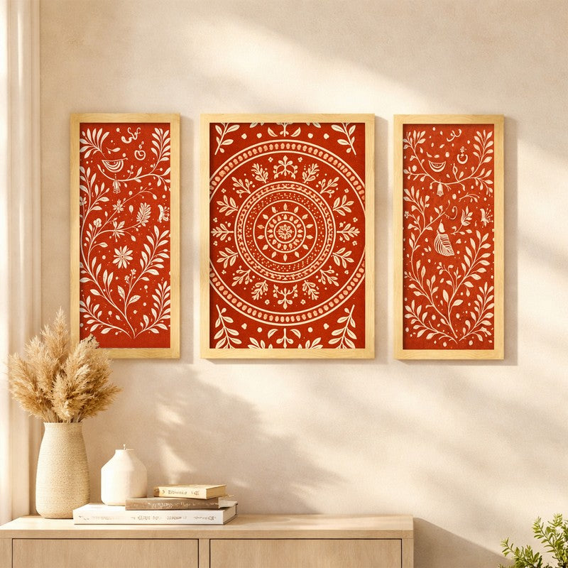 Timeless Indian Wall Art With Frame - Set of Three media 3
