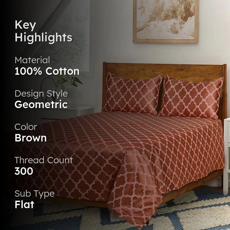 Saral Home Tangier Cotton Bedsheet (Rust) - 300 TC media 2