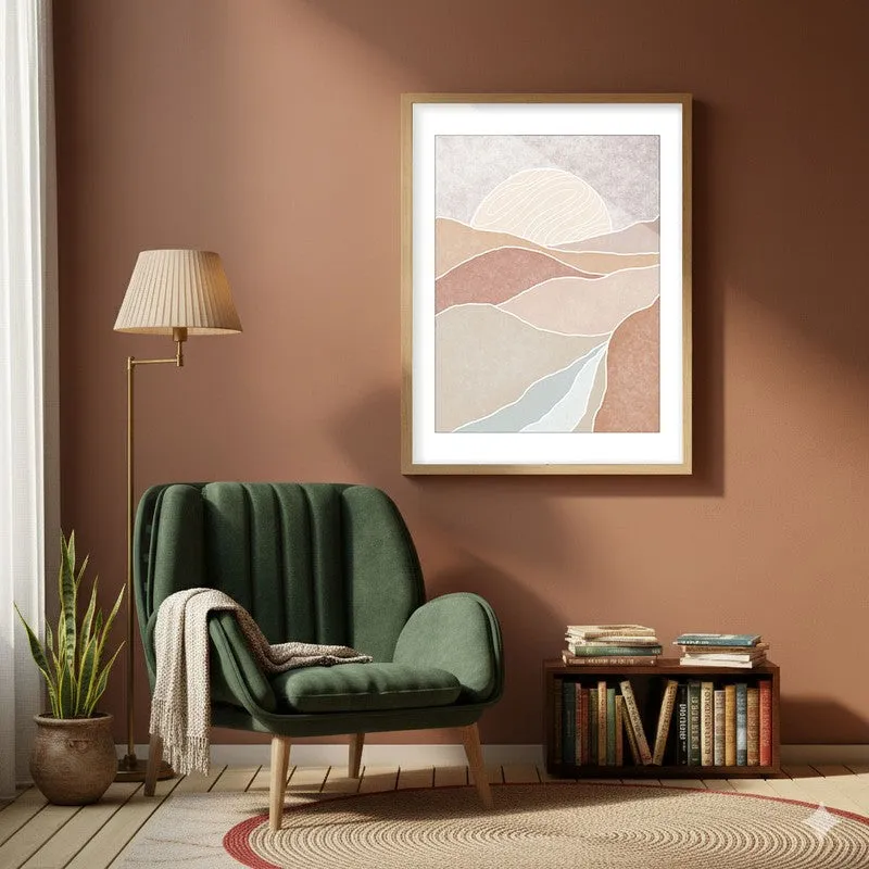 Celestial Ridge Canvas Wall Painting With Brown Frame media 6