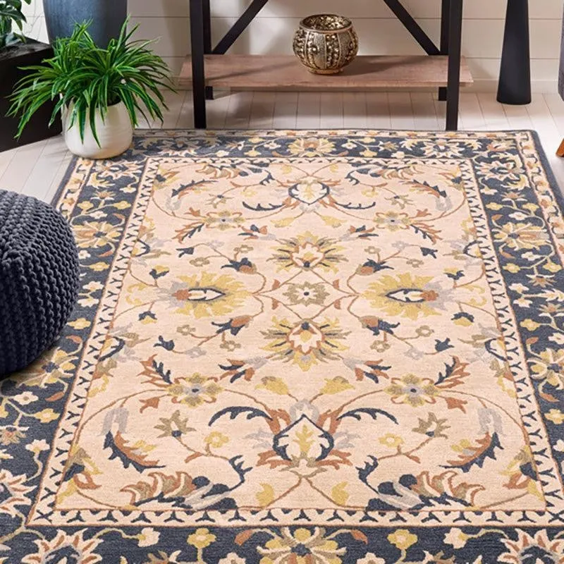 Sekhmet Hand Tufted Ethnic Wool & Nylon Carpet - Navy Blue media 8
