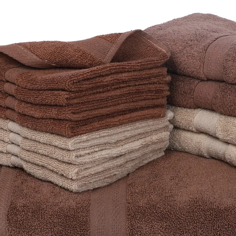 Astra Solids Towel Set (Brown,Grey) Fourteen Piece Set media 8