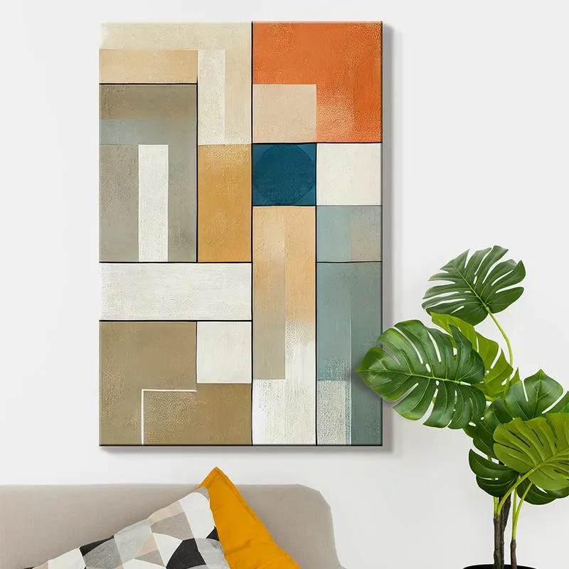 Hues of Earth Geometric Wall Painting media 6