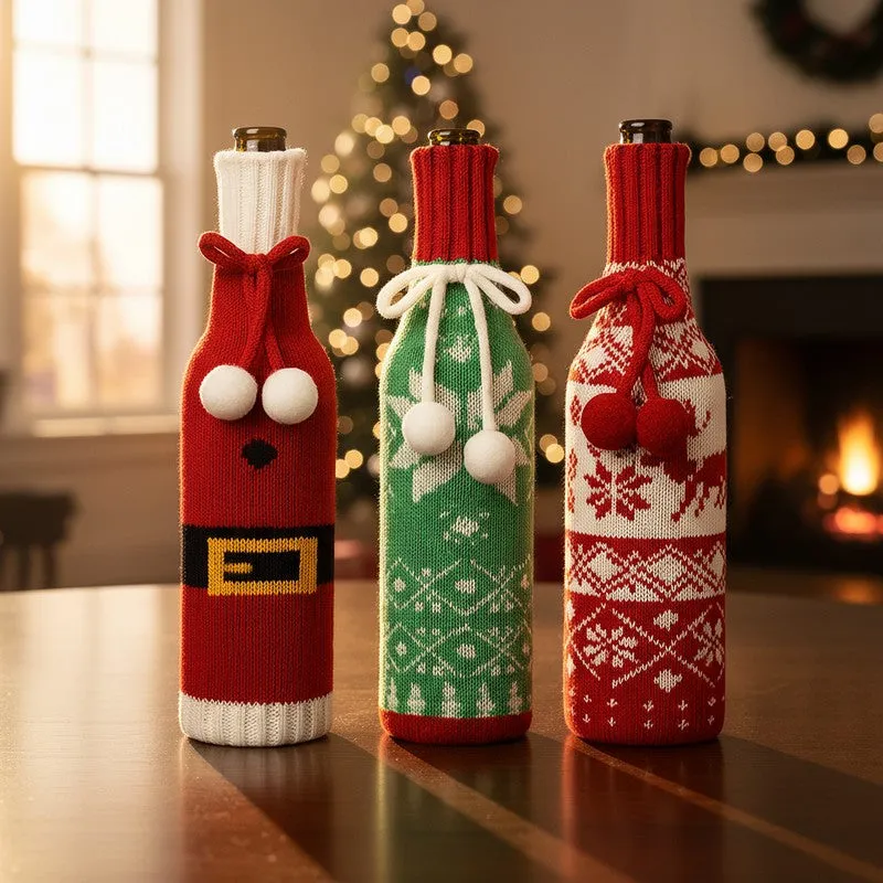 Holly Sip Sparkle Bottle Christmas Ornament - Set Of Three media 3