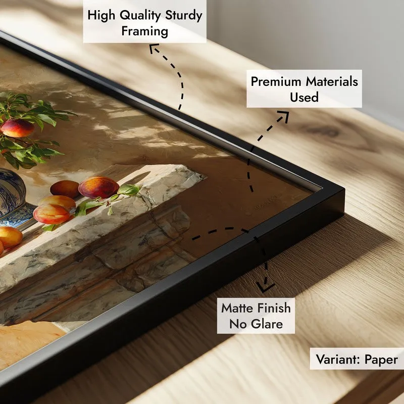 Pedestal Peach Canvas Wall Painting - Black Frame media 6