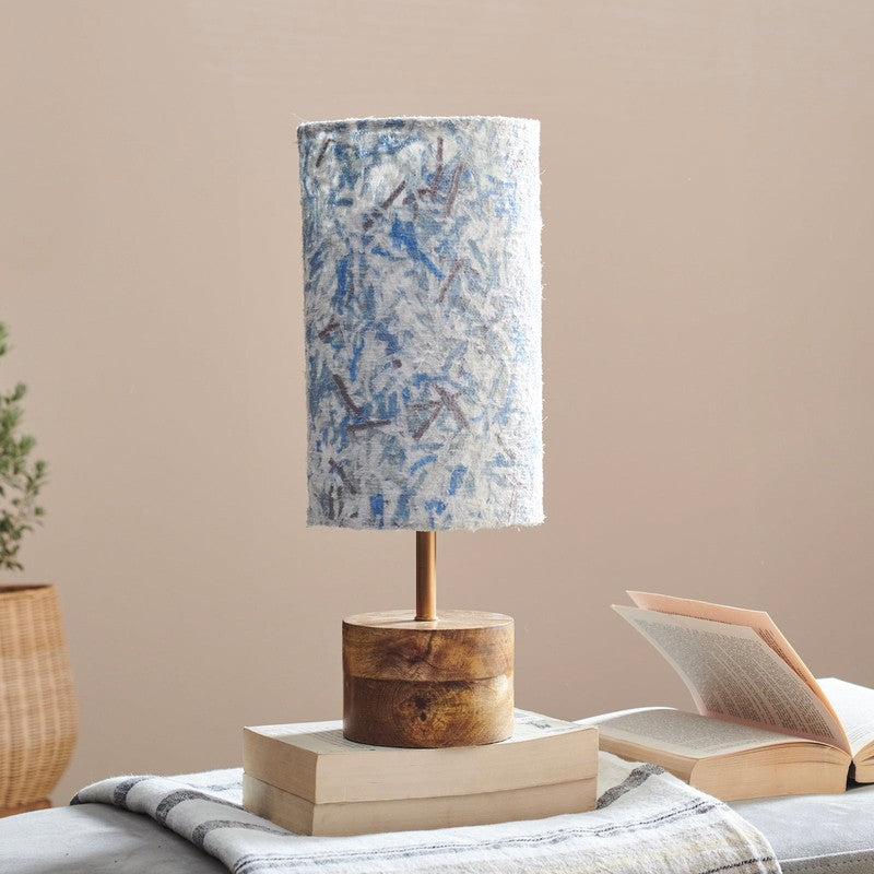 Orange Tree Flake Mango Wood Table Lamp Blue - Multicolor media 2