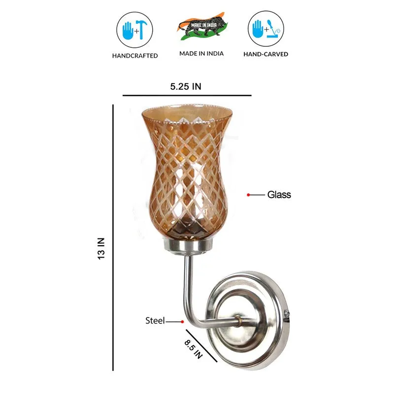 Honey Glow Nickel Glass Wall Lamp media 10